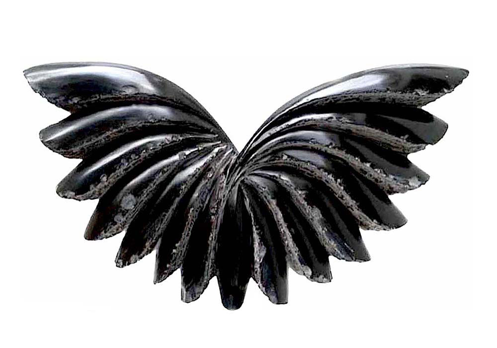 7. FAN DANCE - black Belgian marble - 40 x 55 x 07 cm / Mystery and elegance in the feather fan dance / Mystère et élégance dans la danse des éventails des plumes.